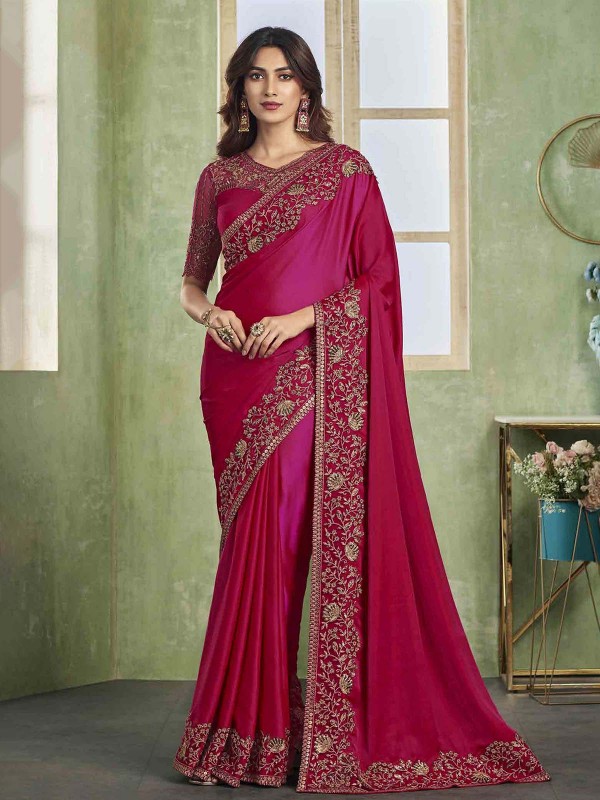 Magenta Pink Two Tone Silk Saree